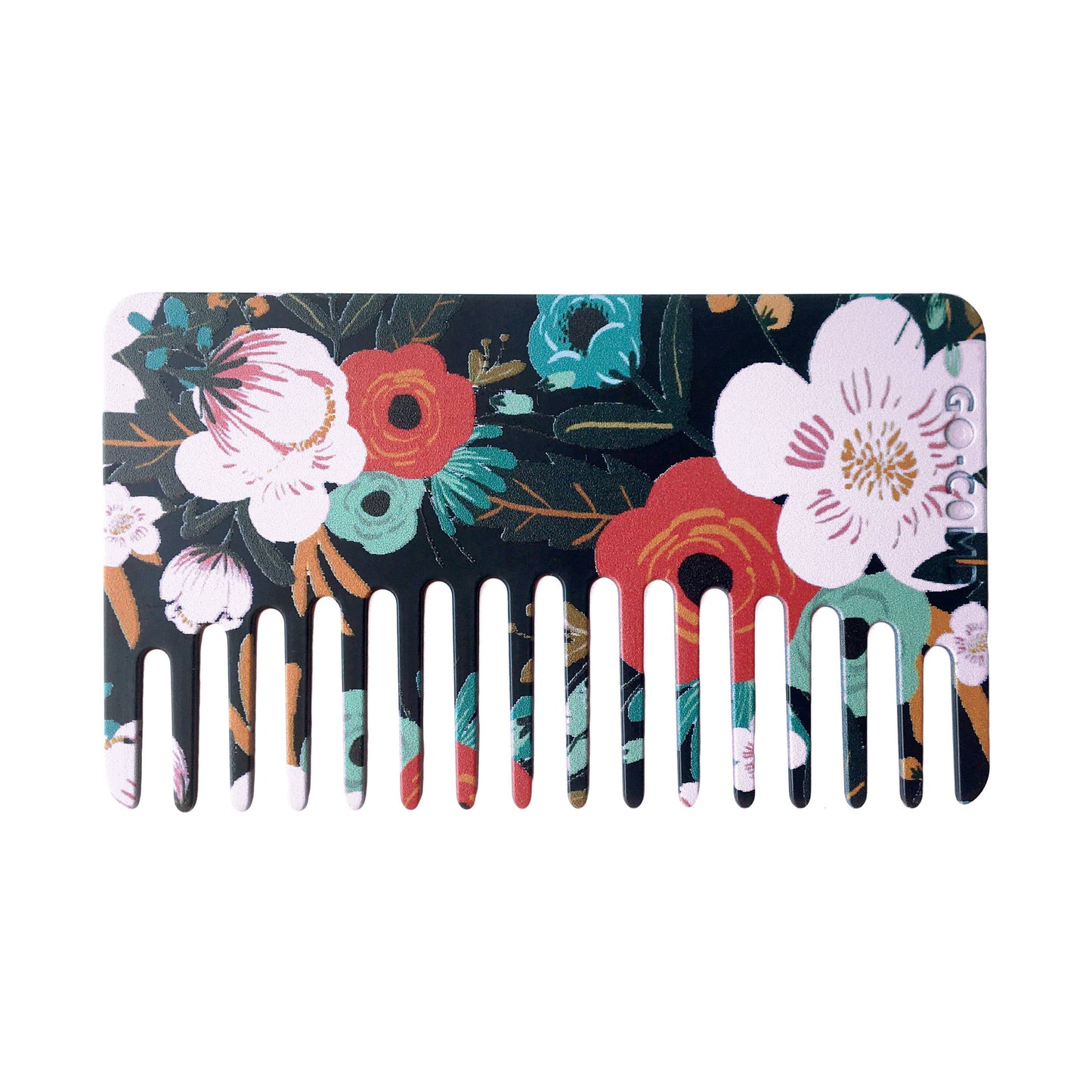 Midnight Floral Go-Comb | Plastic Wallet-Sized Comb