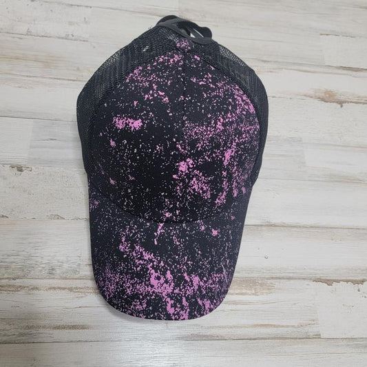Criss Cross Ponytail Hat-Pink Splatter
