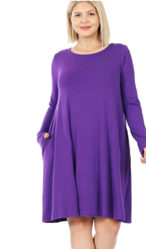 Signature Side Pocket Dress-Purple