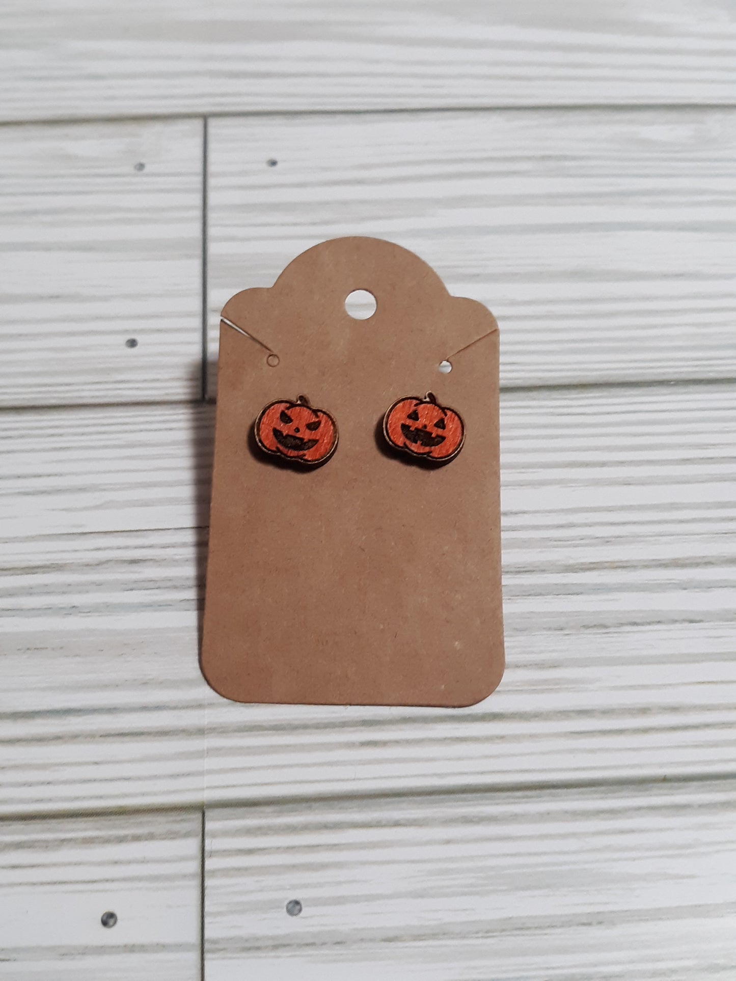 Wooden Halloween Stud Earrings