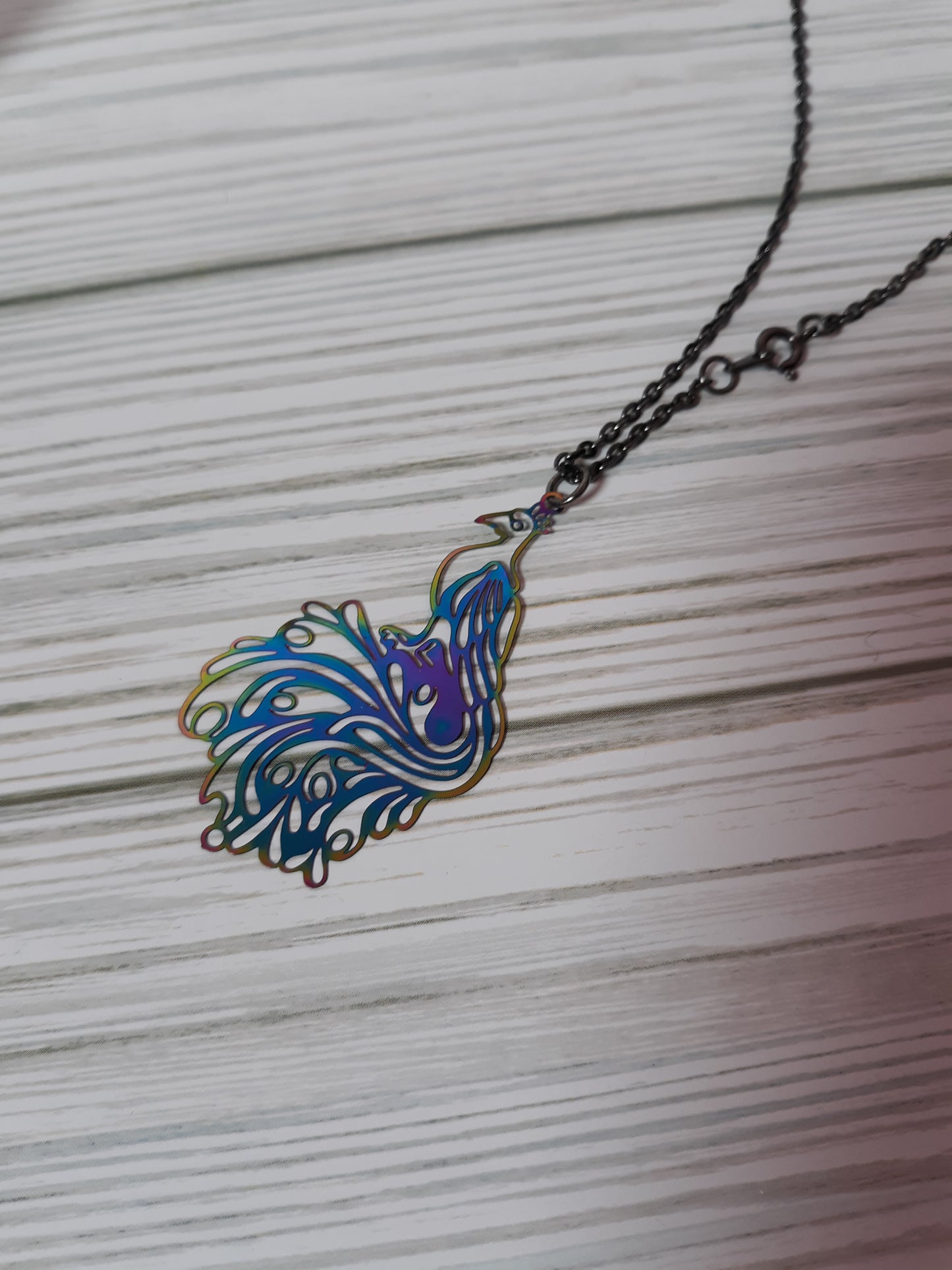Rainbow Peacock Necklace