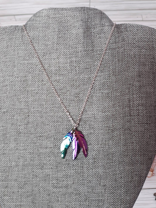 Rainbow Feather Necklace