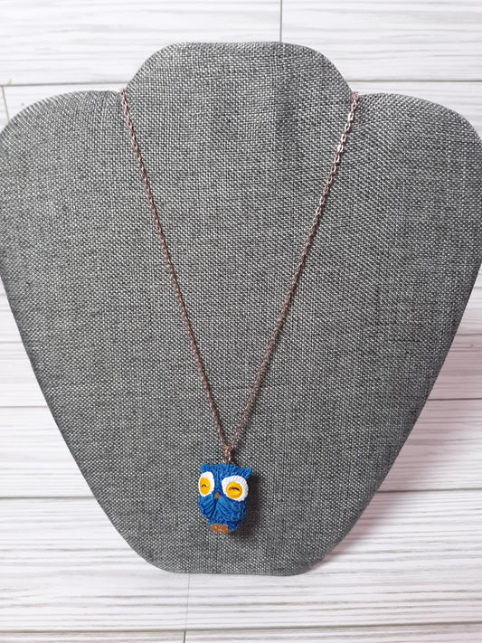 Sweet Blue Owl Necklace