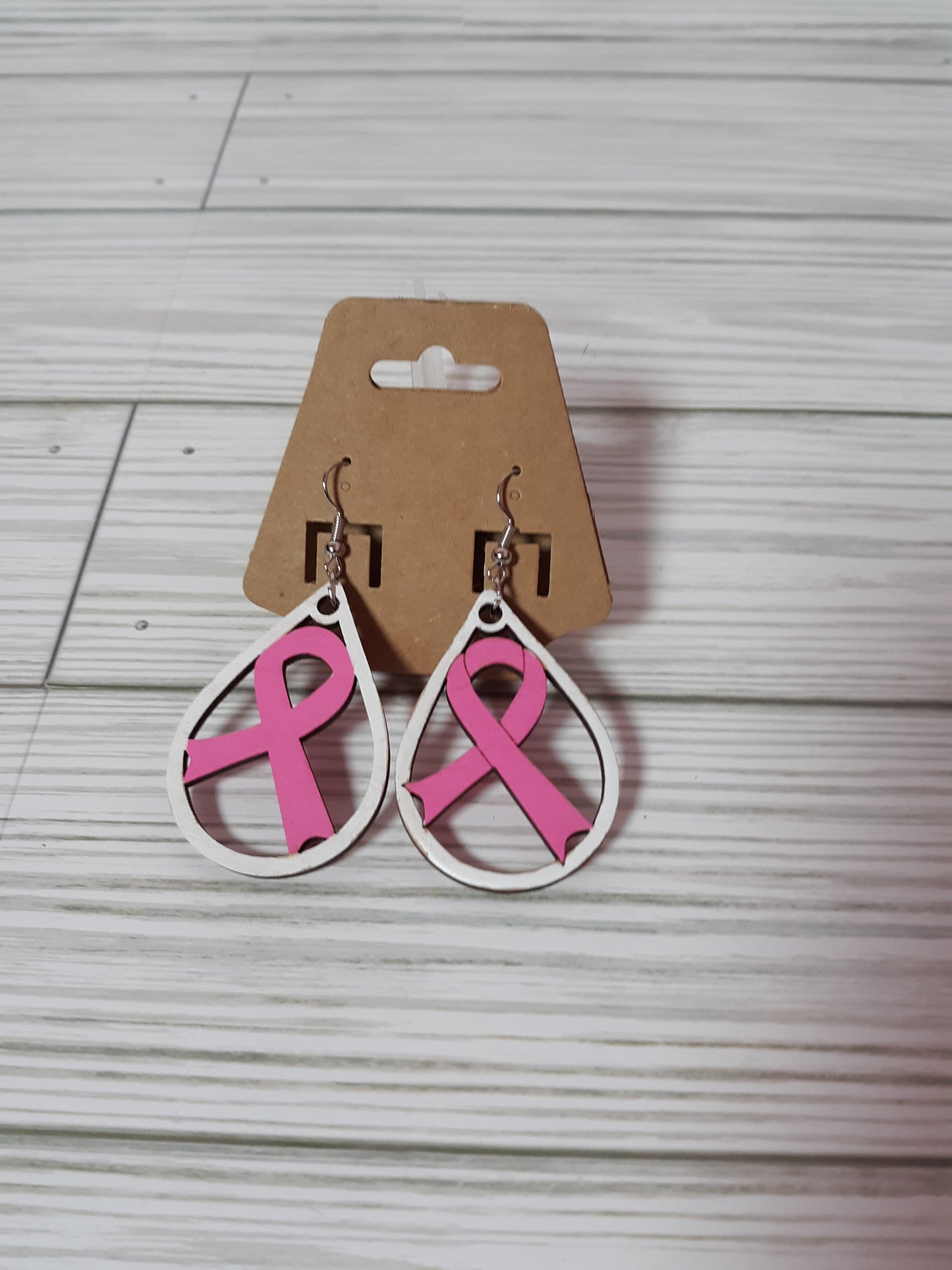 Ribbon Awareness Wooden Drop Earrings