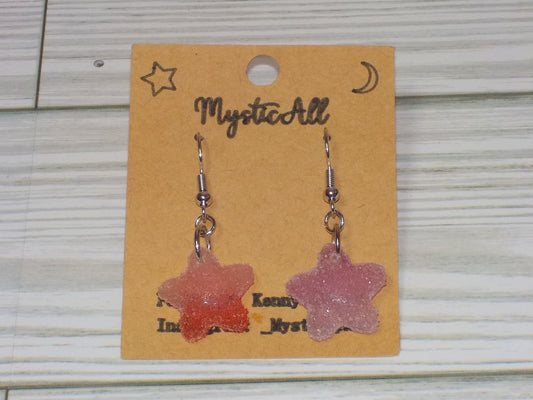 MysticAll Pink Gummy Star Earrings