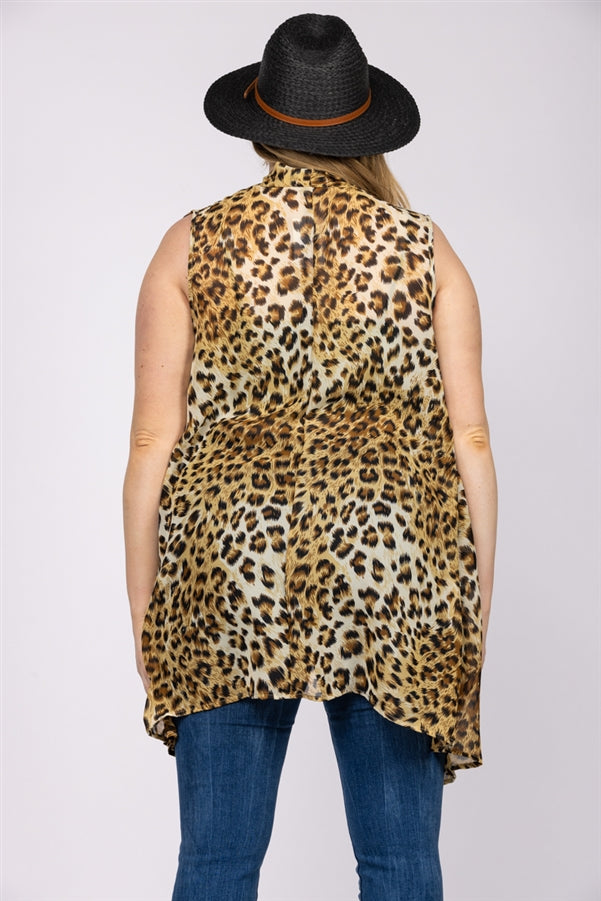Tabby Leopard Open Front Vest