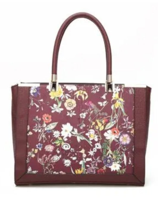 Floral Burgundy Tote