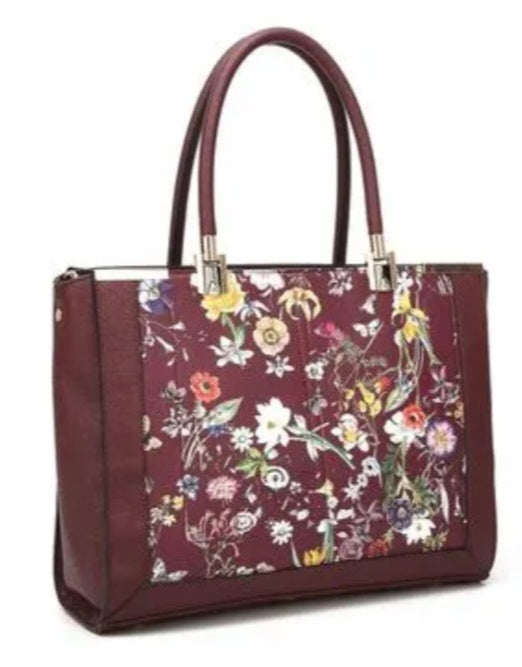 Floral Burgundy Tote