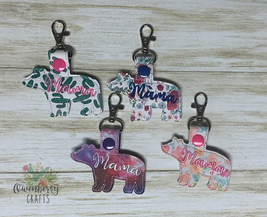 Mama Bear Embroidered Keychains