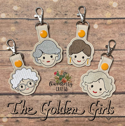 Golden Girl's Embroidered Keychains